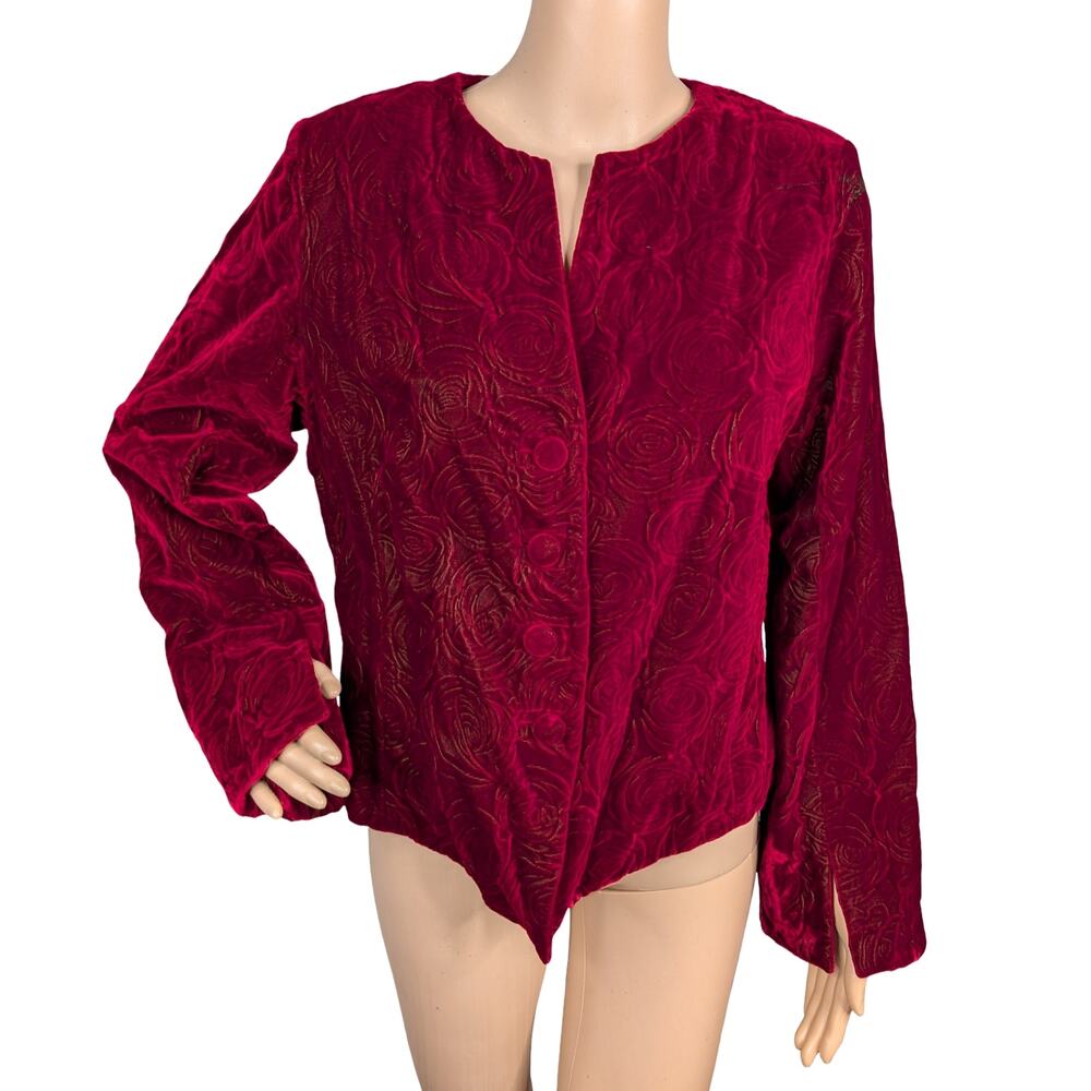 Lika Schwodsien Iridescent Velvet Embossed Rose Jacket Dark Romantic Gothic L